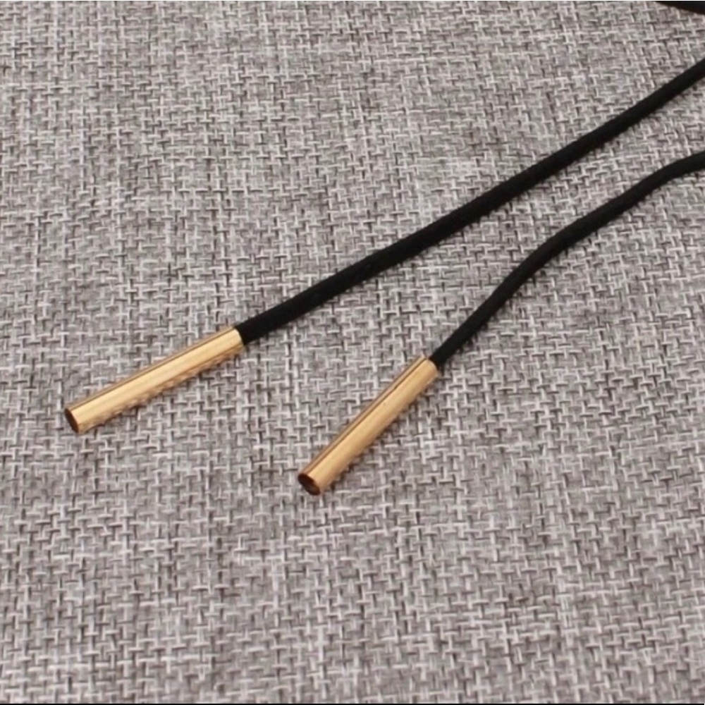 Black Wrap Necklace with Gold Pendants - Picture 4 of 4